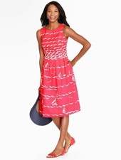 RARE Talbots Coral Cactus Pink Nautical Smooth Sailing Fit Flare Dress Plus 18W
