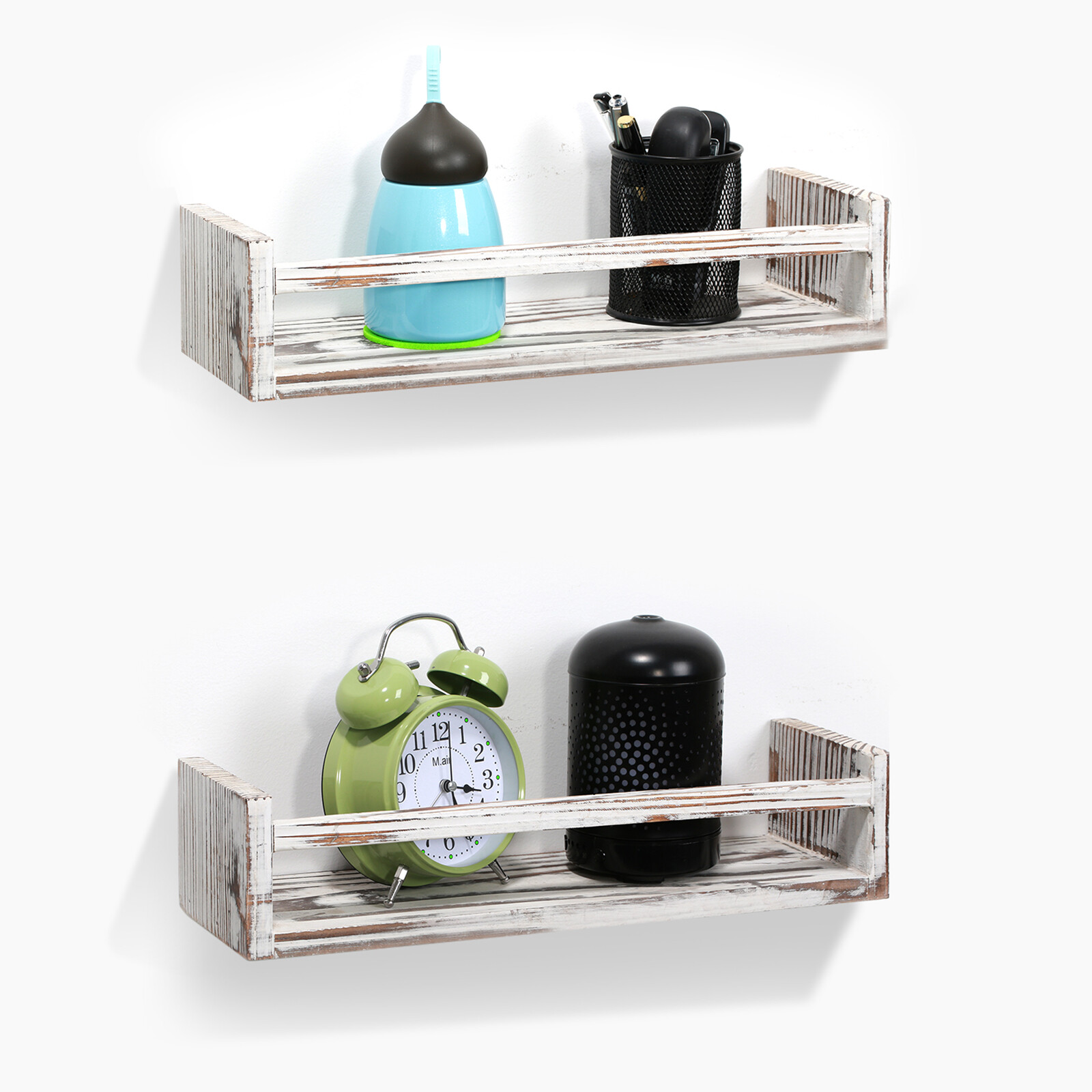 Set of 2 Rustic Floating Solid Wood Shelves Wall Mounted Farmhouse Wooden Shelf eBay