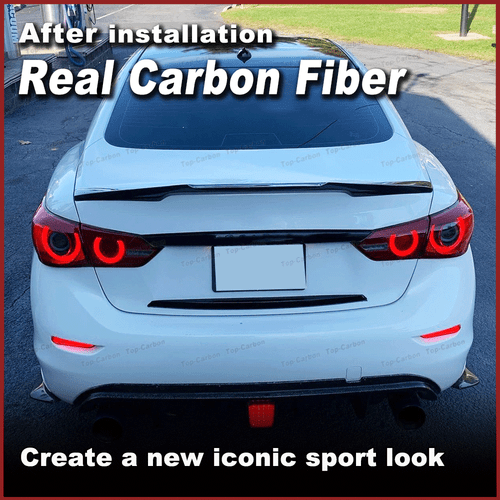 Fit For Infiniti Q50 Sedan 2014-20 REAL Carbon Rear Trunk Spoiler Lip Boot Wing - Picture 3 of 12