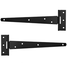 2 BLACK TEE HINGES Small-Large Outdoor Stable Door Gate Shed Metal T Hinge Pair