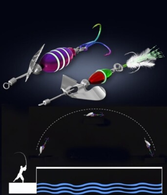 Spinner Blinker Kunstköder Raubfisch Fishing Lures  Drillingshaken Feder bunt