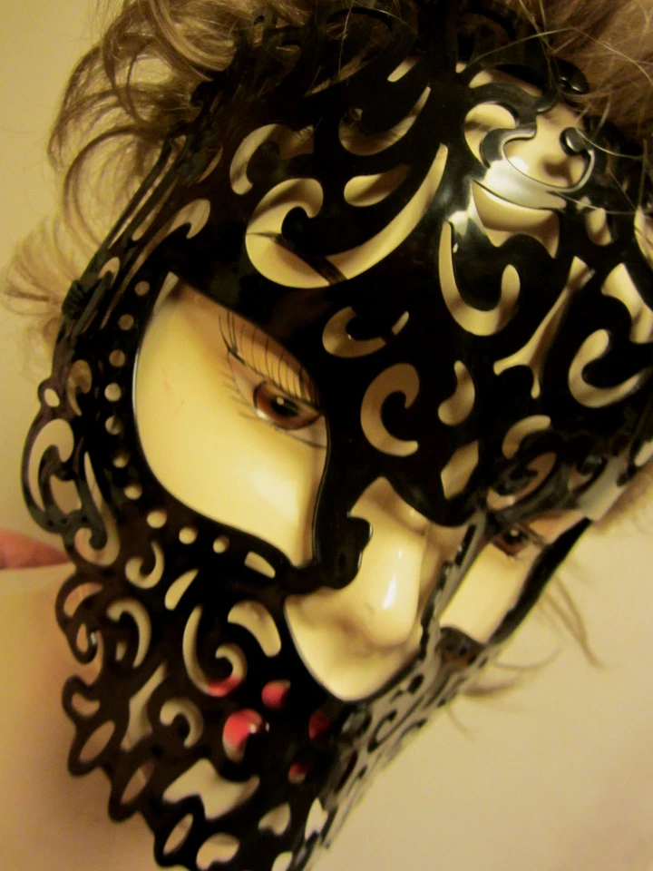 Black Mask Adult Size Costume Elastic Back Plastic Halloween NIP - Image 2 of 4