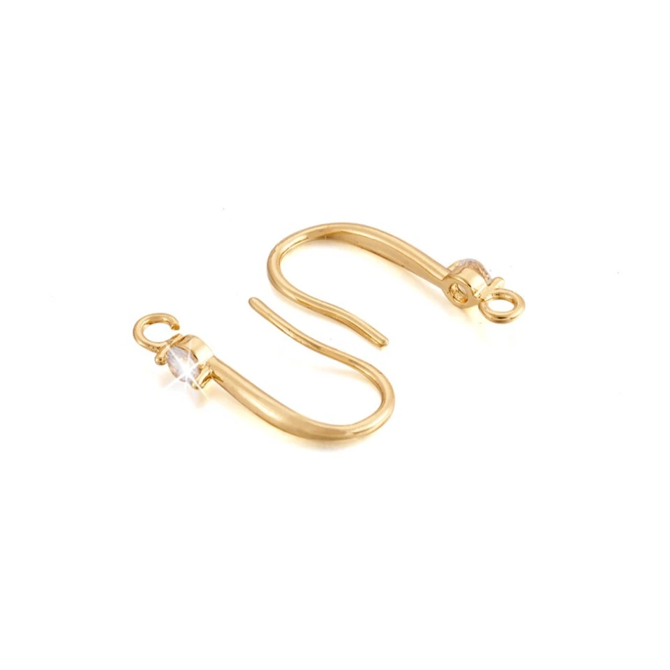 50Pcs Nickel Free Brass Micro Pave Cubic Zirconia Earring Hooks with Loop 17mm  - Image 3 of 4