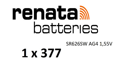1x Renata 377 Uhren-Batterie Knopfzelle SR626SW AG4 1,55V Silberoxid im Blister