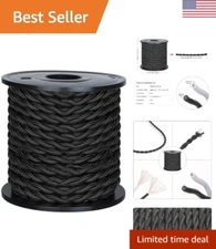 UL Listed] 50ft Twisted Cloth Covered Wire, Antique Industrial Electronic Wir...