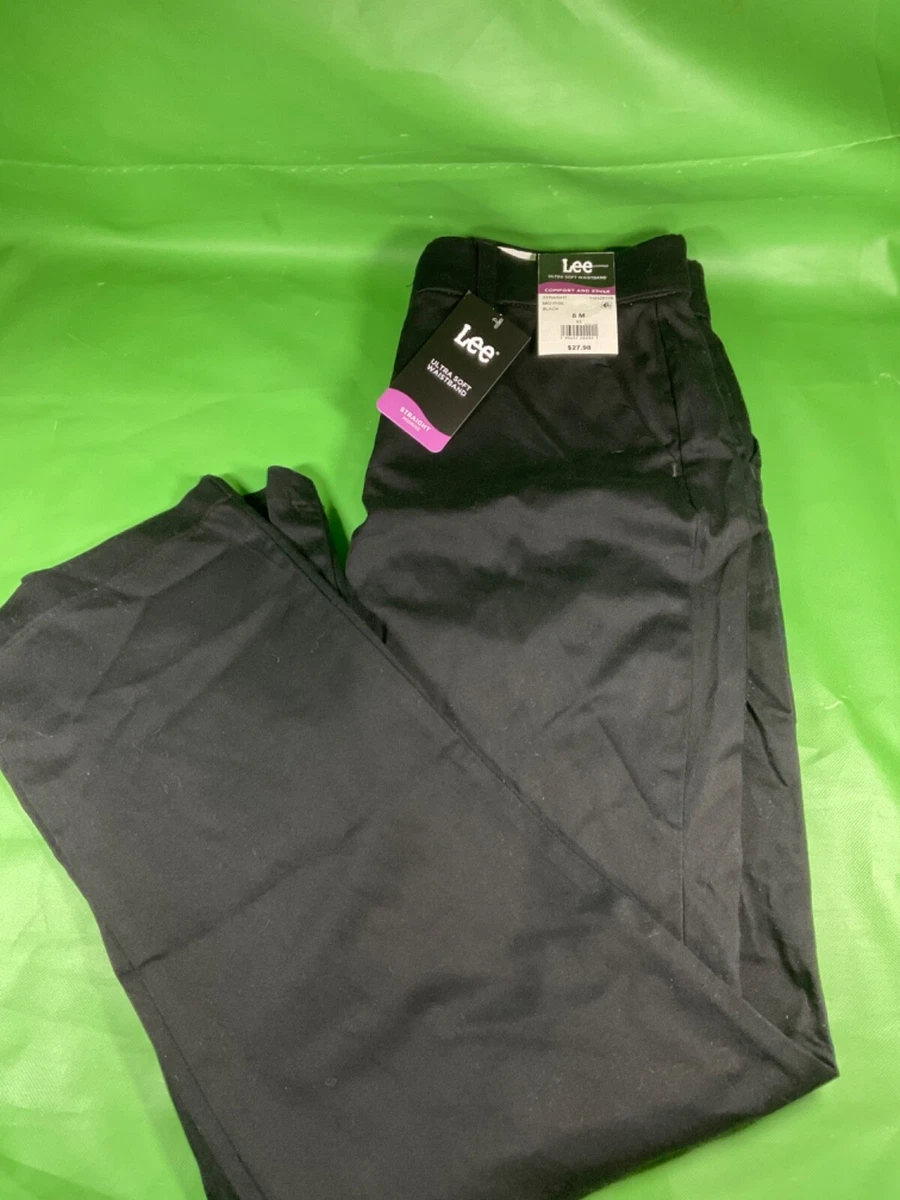 Lee Women's NWT Black Mid Rise Straight Leg Woven Comfort Waist