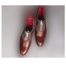 Handmade Men's Brown Lace Up Genuine Leather Suede Dress Formal Shoes, Sale !!!