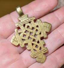 Handmade Ethiopian Coptic Orthodox Christian Cross Brass Pendant Ethiopia Africa