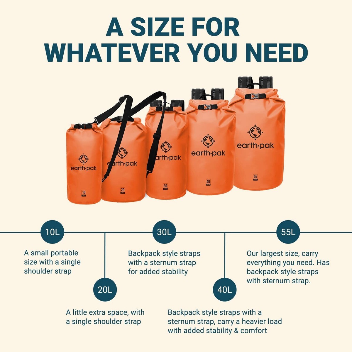 Earth Pak -Waterproof Dry Bag Roll Top Dry Compression Sack