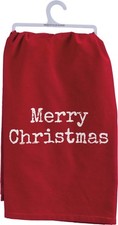 Primitives By Kathy Flour Sack Dish Towel ~ Red Merry Christmas Typewriter Print thumbnail
