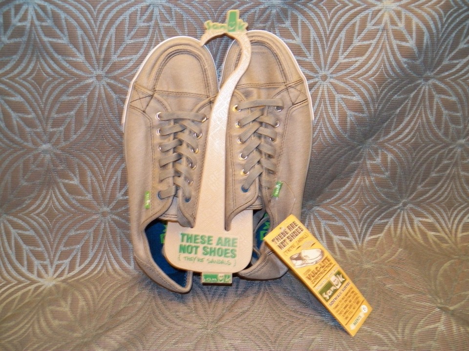 SANUK Anthem Waxed Canvas Shoes – Grey & Blue Lace-Up For Casual & Surf Style