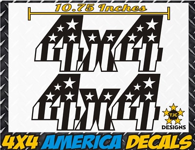 4x4 Off Road US Flag Truck Bed Decal Set MATTE BLACK Fits All Makes