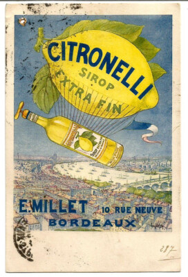 Bordeaux (33) Millet 10 Rue Neuve. Sehr seltene Karte Pub Citronelli. Gepostet 1914.