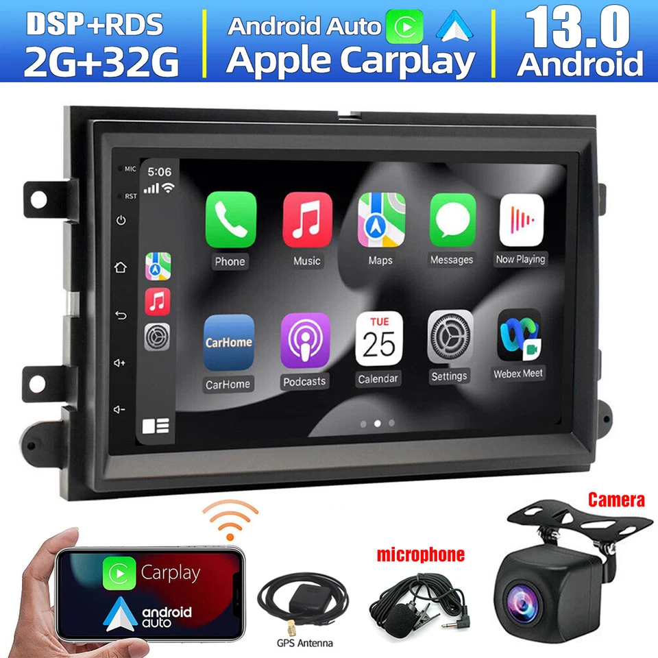 Rádio estéreo automotivo GPS DSP Carplay 7" para Mercury Mountaineer 2007-2010 Android 13 - Imagem 3 de 4