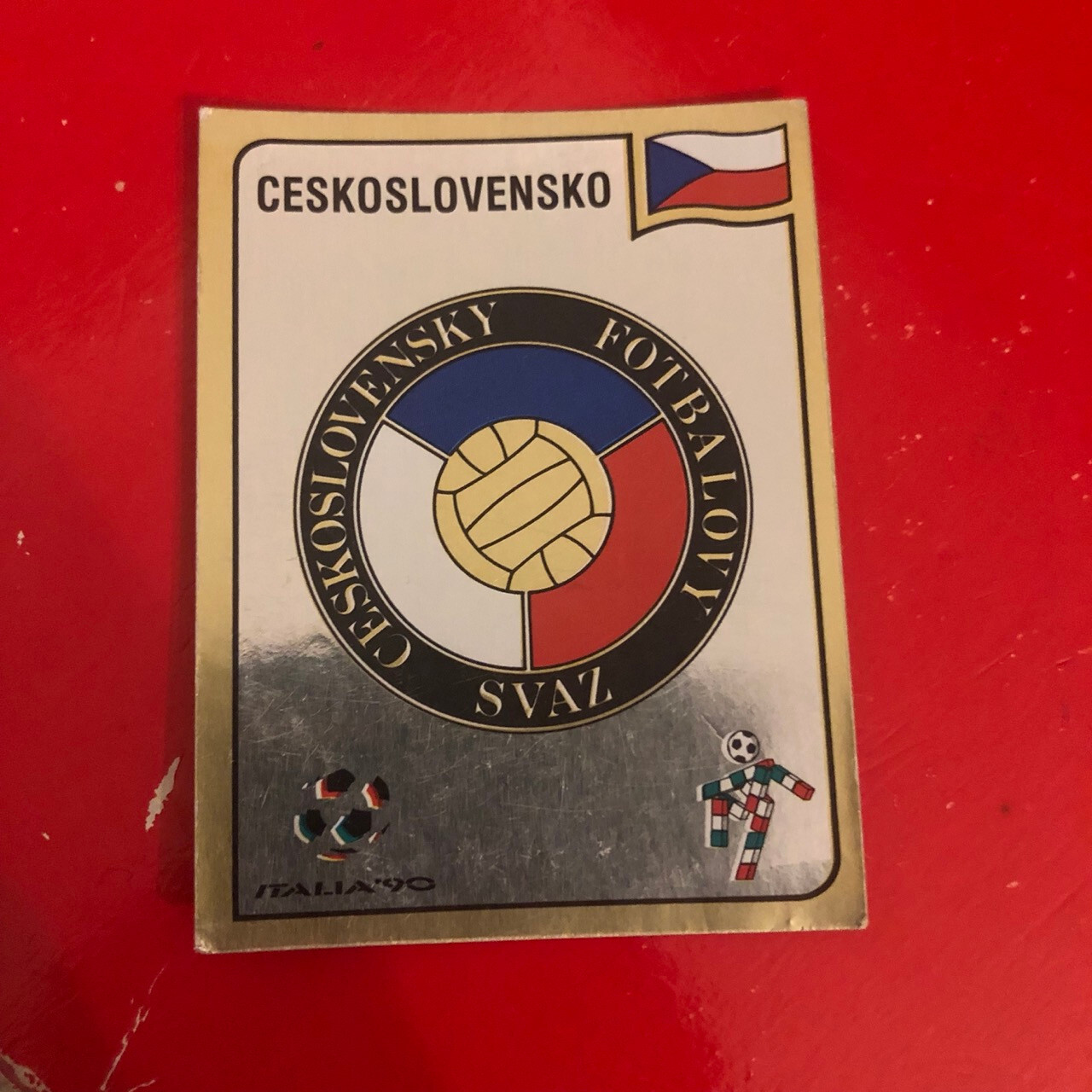 Scudetto Cecoslovacchia - Figurina Panini rara originale con velina Italia90 #76