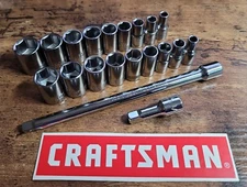 CRAFTSMAN  20 pc 1/4 SAE and MM Socket Set 2 extensions new