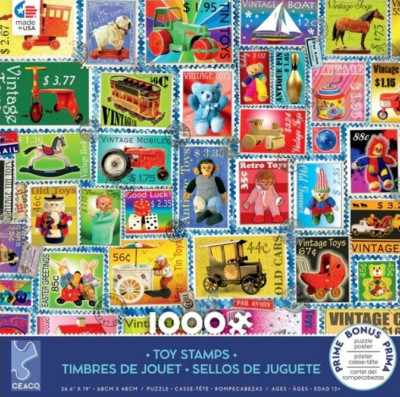 1000 Pieces Jigsaw Puzzle Toy Stamps 27 X 19 Ceaco With Poster