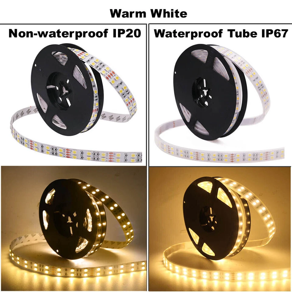 Double Row LED Strip Light 5M 5050 600Led RGB Warm White Waterproof Flexible 12V - Image 4 of 4