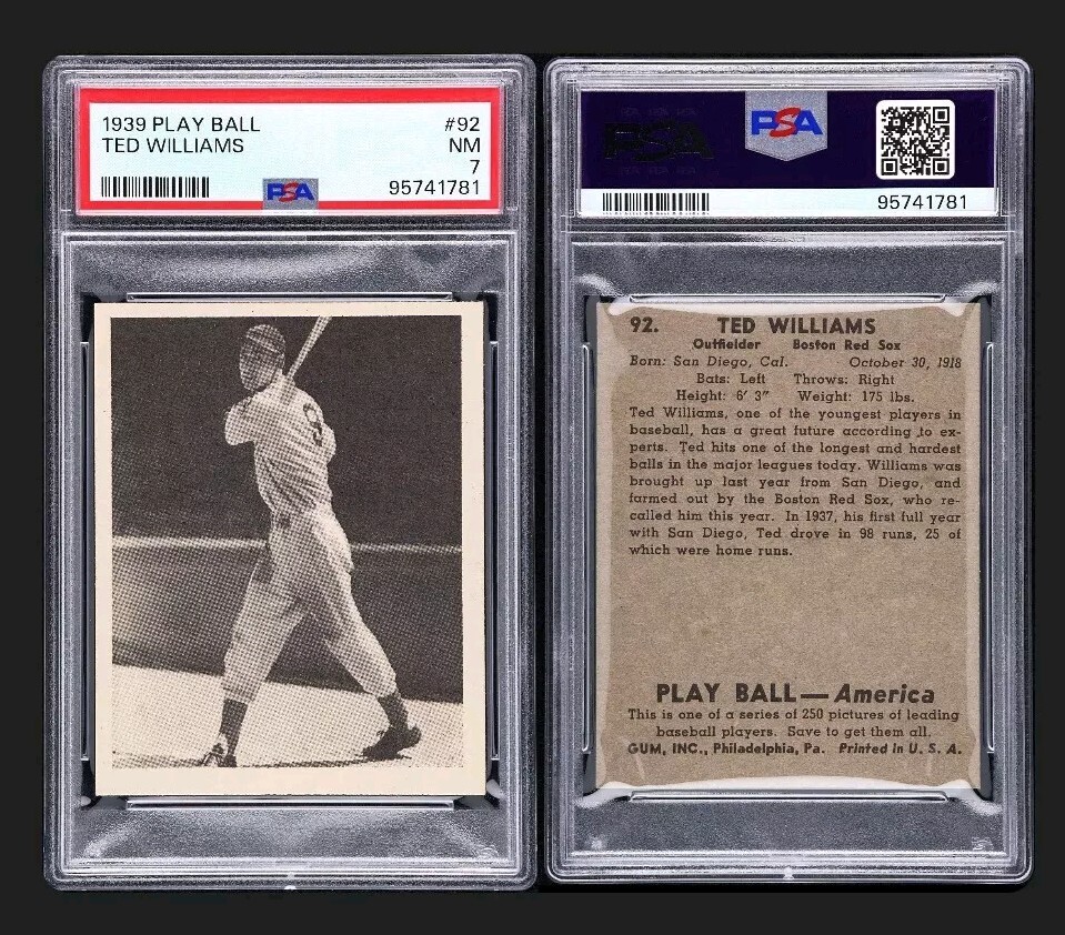 1939 Play Ball Ted Williams RC PSA 7 FRESHLY GRADED
