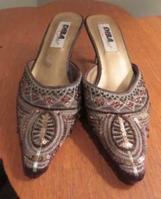 DIBA Brown Sequent Slip On Shoes Mules 8.5M Dress Summer