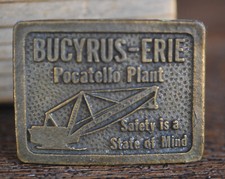 Vintage Belt Buckle BE Bucyrus Erie Pocatello Plant Construction Equipment