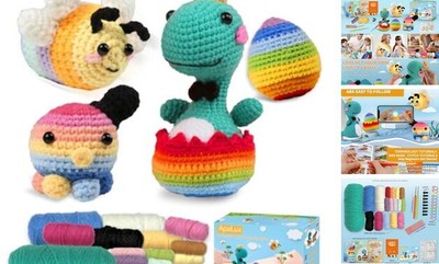 Crochet Kit for Beginners, 4pcs Crochet Animal Kit for Adults Kids, Beginner 
