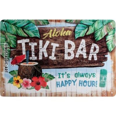Retro tin sign metal sign vintage 8 x 12 in - Open Bar - Tiki Bar