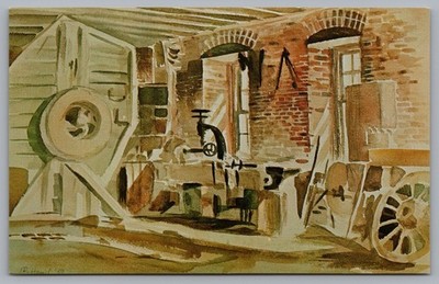 The Fulling Mill Interior, Watkins Mill Assn. near Lawson, MO. Postcard TS-132
