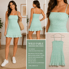 Wild Fable Smocked Gingham Mini Dress Medium NWOT