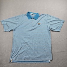 Peter Millar Polo Shirt Mens Blue Striped Baltusrol Golf Performance Size L Golf
