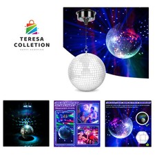 Disco Ball with Motor and Light, 8" Hanging Mirror Ball and 6RPM Batteries Po...