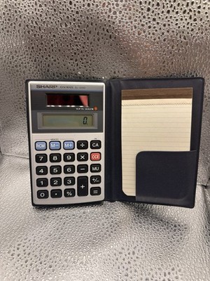 Vintage Sharp Elsimate EL-376A Solar Calculator With Case And Notepad