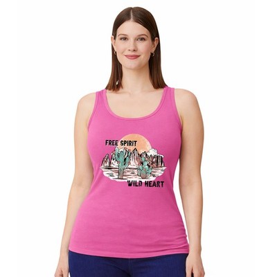 Free Spirit Wild Heart Damen Trägershirt Tank Top Kaktus Wüste Geschenk Her