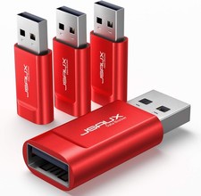 JSAUX USB Data Blocker, 4-Pack A Defender Only for Quick Charge, Red