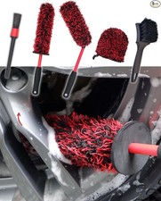 Microfiber Wheel Brush Kit - Microfiber Angled Wheel Brush 5 Pack Red Black