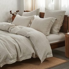 Duvet Cover Set King 3 Pieces 100 French Flax Linen SimpleOpulence Embroidery