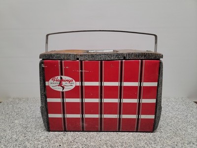 VINTAGE 1950s Flamingo Insulated Ice Chest Galvanized Plaid Checkerboard Retro
