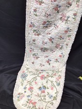 VTG Hand Quilted table runner 34.5x14 floral reversible