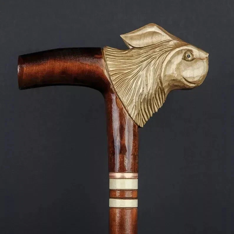 Victorian Rabbit Walking Cane, Wooden Rabbit Head Walking Stick Carving Handle - Image 3 of 4