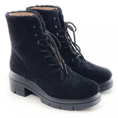 STUART WEITZMAN Nisha Chill Shearling Bootie Black Platform Size 10 C EUC