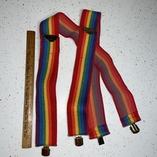 Rainbow Suspenders Mork Mindy Pride Vintage 70's 80's USA Honcho Up to 54"