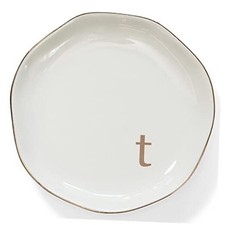 Iniials Ring Dish Jewery Tray wih Personalized T-Monogrammed t