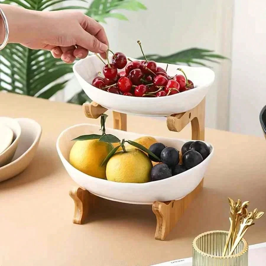 2/3 Tier Scandinavian Luxury Fruit Stand - Double Tier Snack Tray, Creative Can - Image 3 of 4