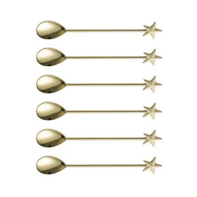 6Pcs Zincs Alloys Dessert Spoon Long Handle Teas Coffee Stirring Spoons Teaspoon