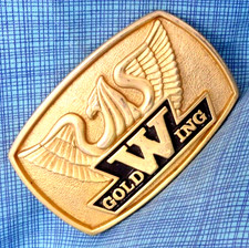 Gold Wing Emblem Belt Buckle Motorcycle Touring Bike Biker Vtg 80s 90s .NOX290