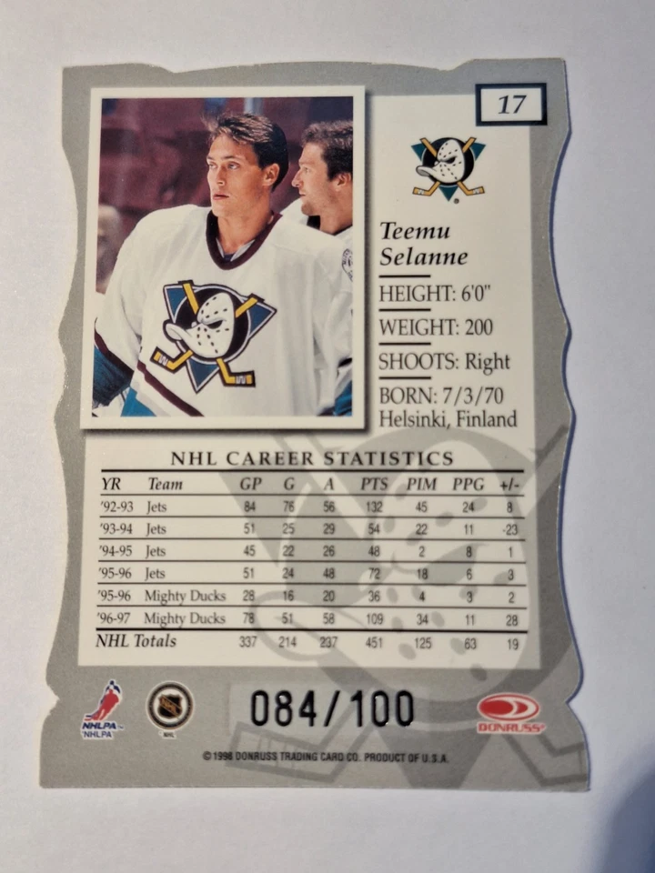 1997-98 Donruss Elite Status Teemu Selanne /100 - Image 3 of 3