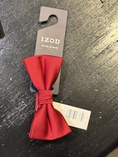 IZOD Boys Red Satin Pre-Tied Bow Tie Adjustable Clip-On Solid Polyester