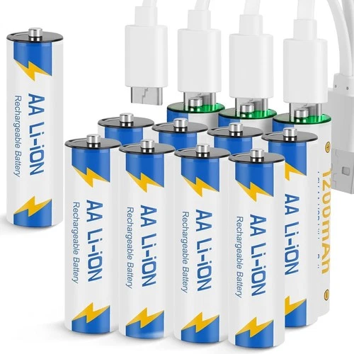 12 PACK USB AA 1.5V Lithium ion Rechargeable Li-ion Battery USB-C Built-In NEW