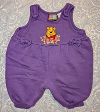 Vintage Winnie The Pooh Purple Bubble Romper With Bows Size 3-6 Months No Flaws