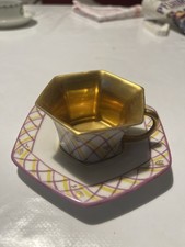 Rosenthal Selb Bavaria Mokkatasse Art Deco handgemalt signiert Baumann Gold 20er